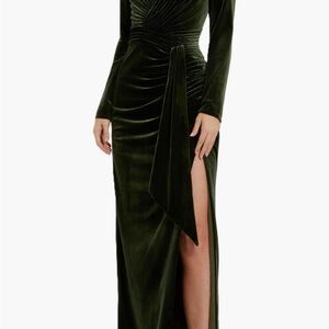 Elegant Velvet Green Dress